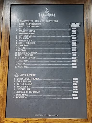 Beans & Aroma full menu board